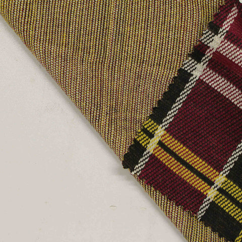 Maroon Plaid Jacquard, Poly-Viscose