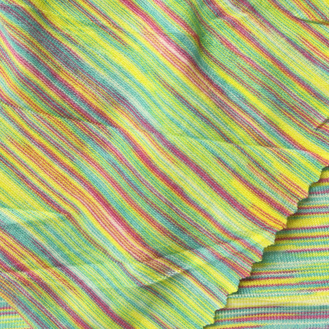Yellow Horizontal-Stripe Jersey Knit, Polyester, 170 gsm