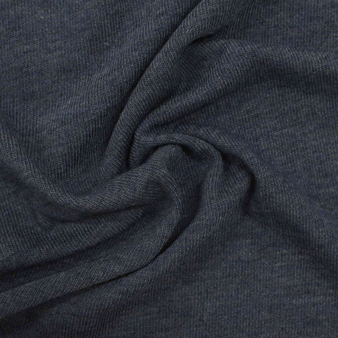 Dark Blue-Grey Marl Rib Knit, Poly-Viscose