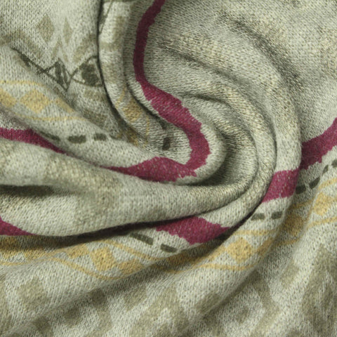 Burgundy Stripe French Terry, Poly-Cotton