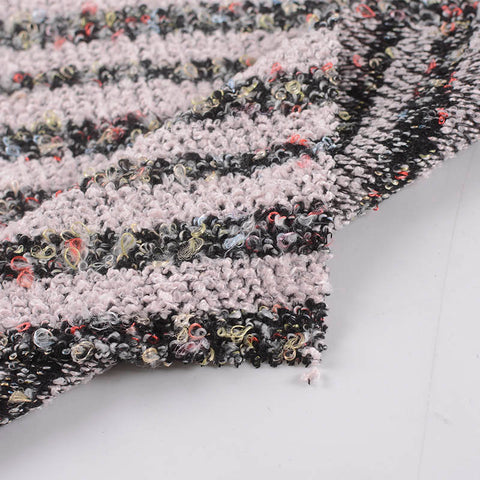Light Grey Textured-Stripe Bouclé, Polyester