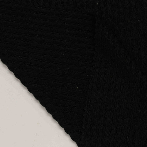 Brushed Viscose Polyester Stretch Rib Knit Fabric, 230 gsm, 123 cm — Black