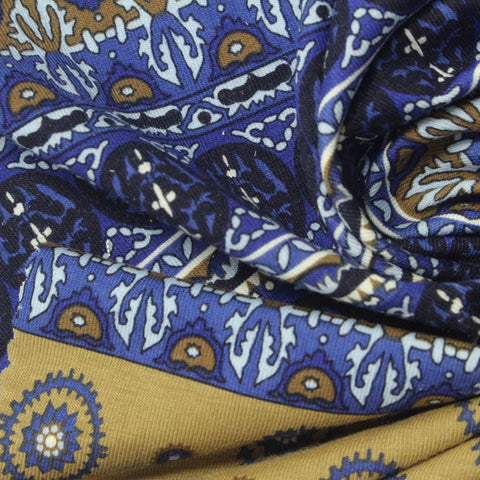 Blue Geometric-Circle Knit, Viscose