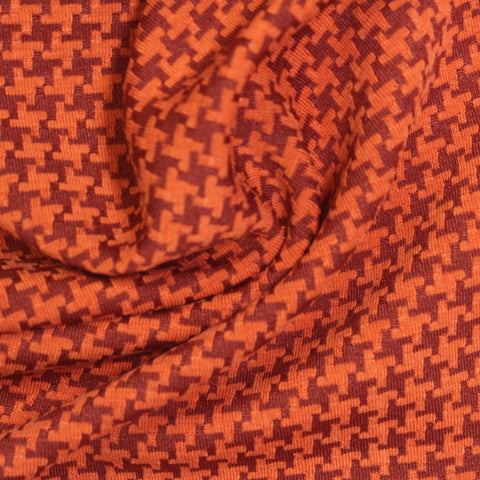 Orange Houndstooth Knit, Poly-Tencel Lyocell