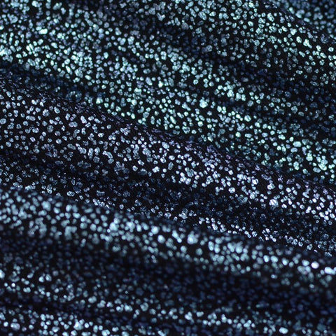 Silver-Blue Dots Interlock Knit, Polyester