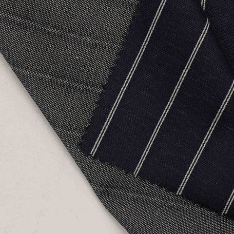 Dark Blue Vertical-Stripe Interlock Knit, Polyester