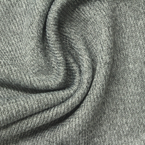 Grey Marl Rib Knit, Polyester, 380 gsm