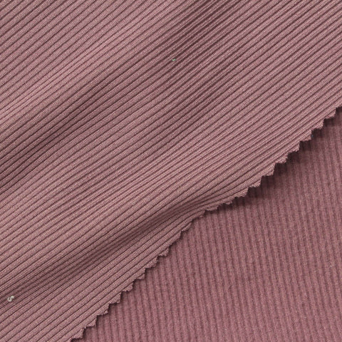 Brushed Polyester Stretch Rib Knit Fabric, 180 gsm, 140 cm — Purple