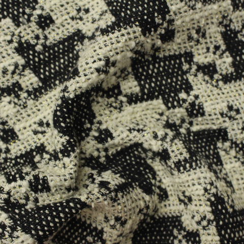 Black Abstract Jacquard, Cotton-Poly, 394 gsm