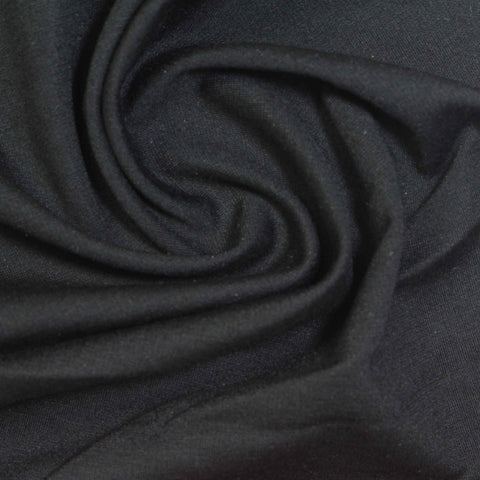 Viscose Nylon Stretch Ponte Knit Fabric, 180 gsm, 160 cm — Black