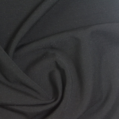 Viscose Nylon Blend Stretch Ponte Knit Fabric, 220 gsm, 160 cm — Black