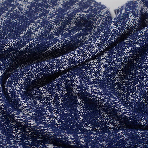 Dark Blue Marl Chunky Knit, Viscose-Poly, 180 gsm