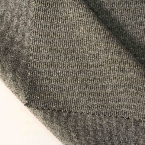Charcoal Heather Rib Knit, Poly-Cotton