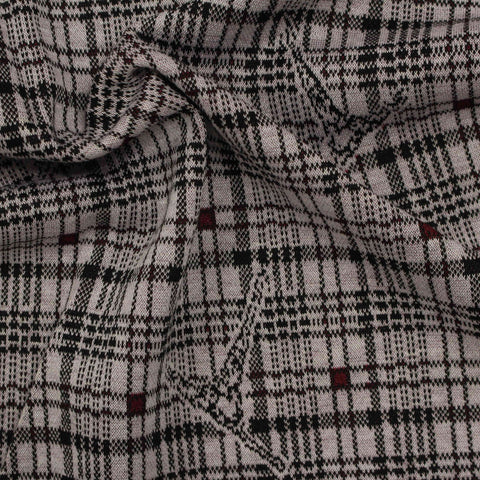Grey Plaid Knit, Polyester, 270 gsm