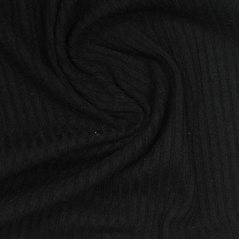 Black Rib Knit, Poly-Viscose