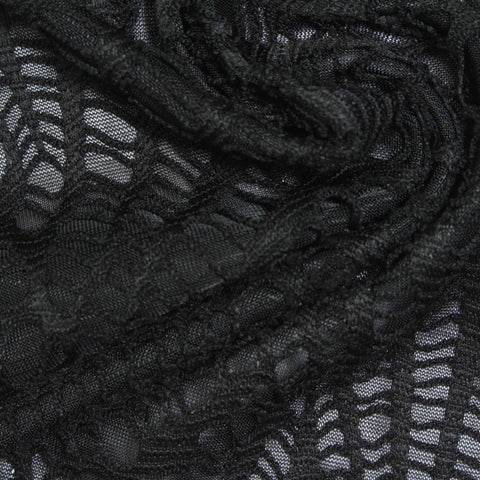 Black Openwork Jacquard, Polyester, 200 gsm, 155 cm