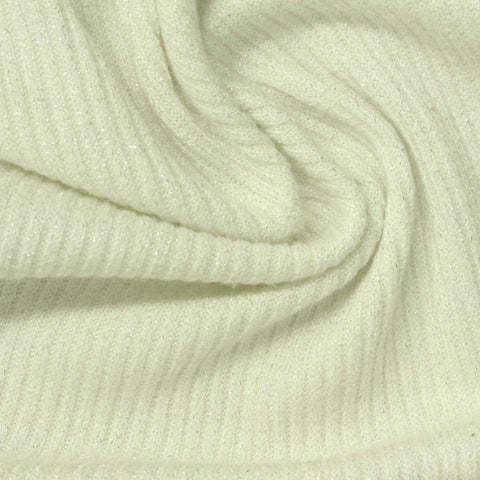 Viscose Polyester Blend Rib Knit Fabric, 250 gsm, 160 cm — White