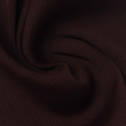 Polyester Stretch Rib Knit Fabric, 500 gsm, 140 cm — Brown