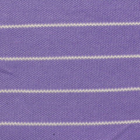 White Horizontal-Stripe Piqué Knit, Poly-Viscose