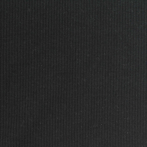 Cotton Viscose Stretch Rib Knit Fabric, 250 gsm, 150 cm — Black