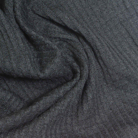 Dark Grey Heather Waffle Knit, Cotton-Poly