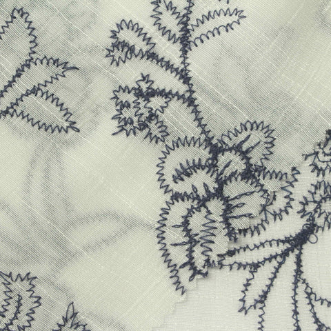 Dark Blue Floral Woven, Viscose-Poly