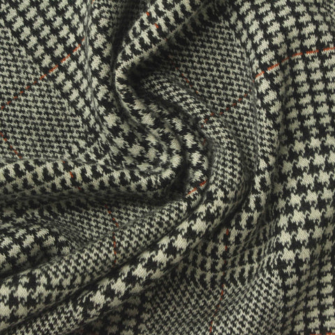 Black Houndstooth Jacquard, Cotton-Poly