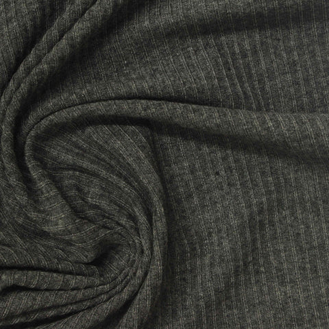 Charcoal Heather Rib Knit, Poly-Viscose