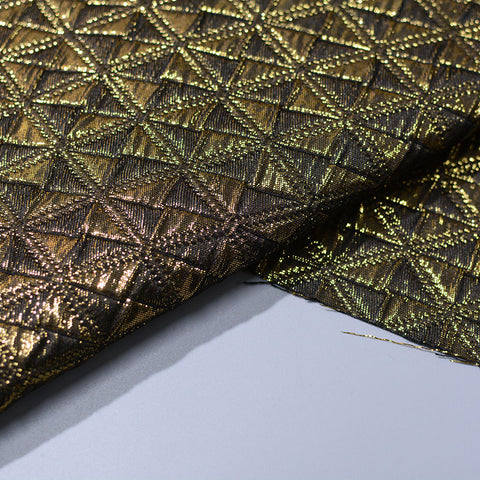 Dark Gold Textured-Square Jacquard, Poly-Cotton