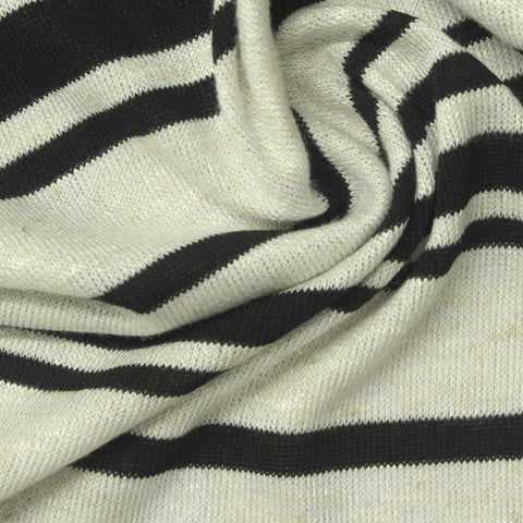 Black Horizontal-Stripe Rib Knit, Poly-Viscose, 283 gsm