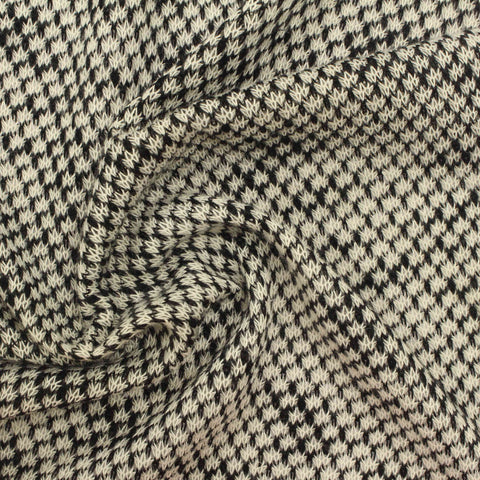 Black Houndstooth Chunky Knit, Poly-Cotton, 183 gsm
