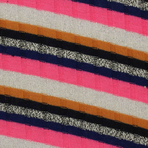 Polyester Metallic Stretch Rib Knit Fabric, 190 gsm, 125 cm — Red