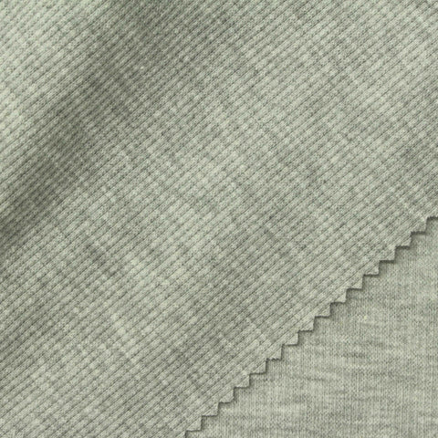 Heathered Grey Marl Rib Knit, Poly-Cotton, 280 gsm