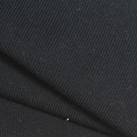 Cotton Stretch Rib Knit Fabric, 637 gsm, 183 cm — Black