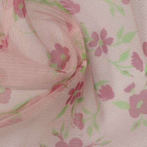 Pink Flowers Mesh, Polyester