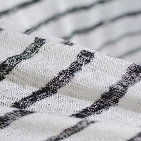 Dark Grey Horizontal-Stripe Chunky Knit, Viscose-Poly