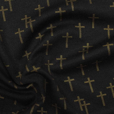 Polyester Viscose Stretch Ponte Knit Fabric, 300 gsm — Black