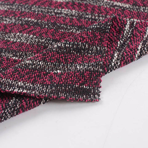 Magenta Horizontal-Stripe Chunky Knit, Polyester, 350 gsm