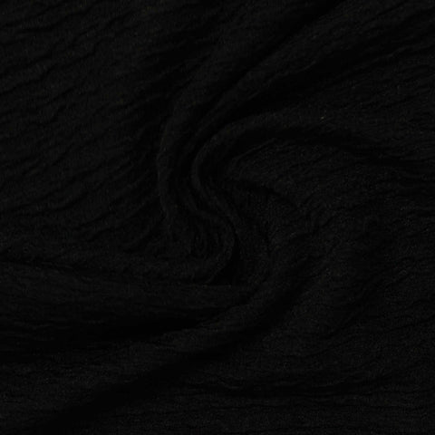 Polyester Stretch Crepe Fabric, 230 gsm, 155 cm — Black