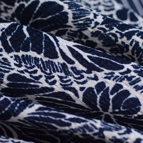 Navy Floral Jacquard, Polyester, 150 gsm