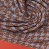 Brown Houndstooth Rib Knit, Poly-Viscose — photo 2