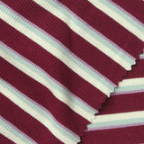 Maroon Horizontal-Stripe Rib Knit, Viscose — photo 2