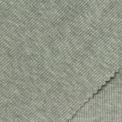 Heathered Grey Marl Rib Knit, Polyester, 310 gsm, 165 cm