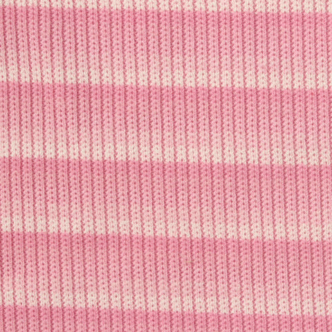 Pink Horizontal-Stripe Chunky Knit, Poly-Viscose, 300 gsm