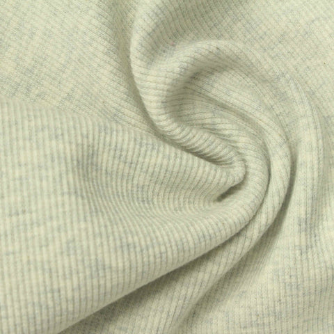 Light Grey-Green Marl Rib Knit, Cotton