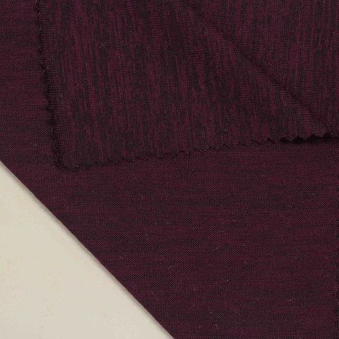 Deep Burgundy Marl Jersey Knit, Viscose-Poly
