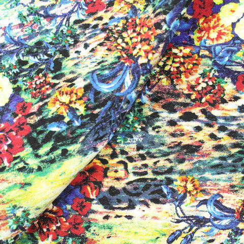 Multi Leopard Bengaline, Viscose-Nylon