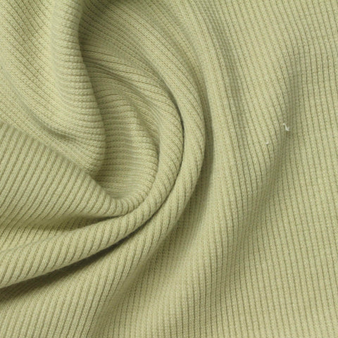 Cotton Polyester Stretch Rib Knit Fabric, 380 gsm, 130 cm — Green, ref EF-275364