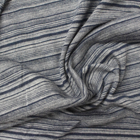 Dark Blue Stripes Jersey Knit, Polyester, 141 gsm