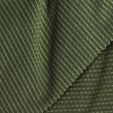 Light Green Wavy-Dash Jersey Knit, Viscose-Poly